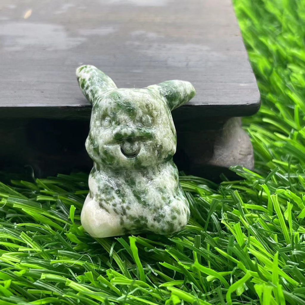 Multi Materials of Pokémen Pikachu Carvings 4cm GEMROCKY-Carvings-Green Spot Stone-