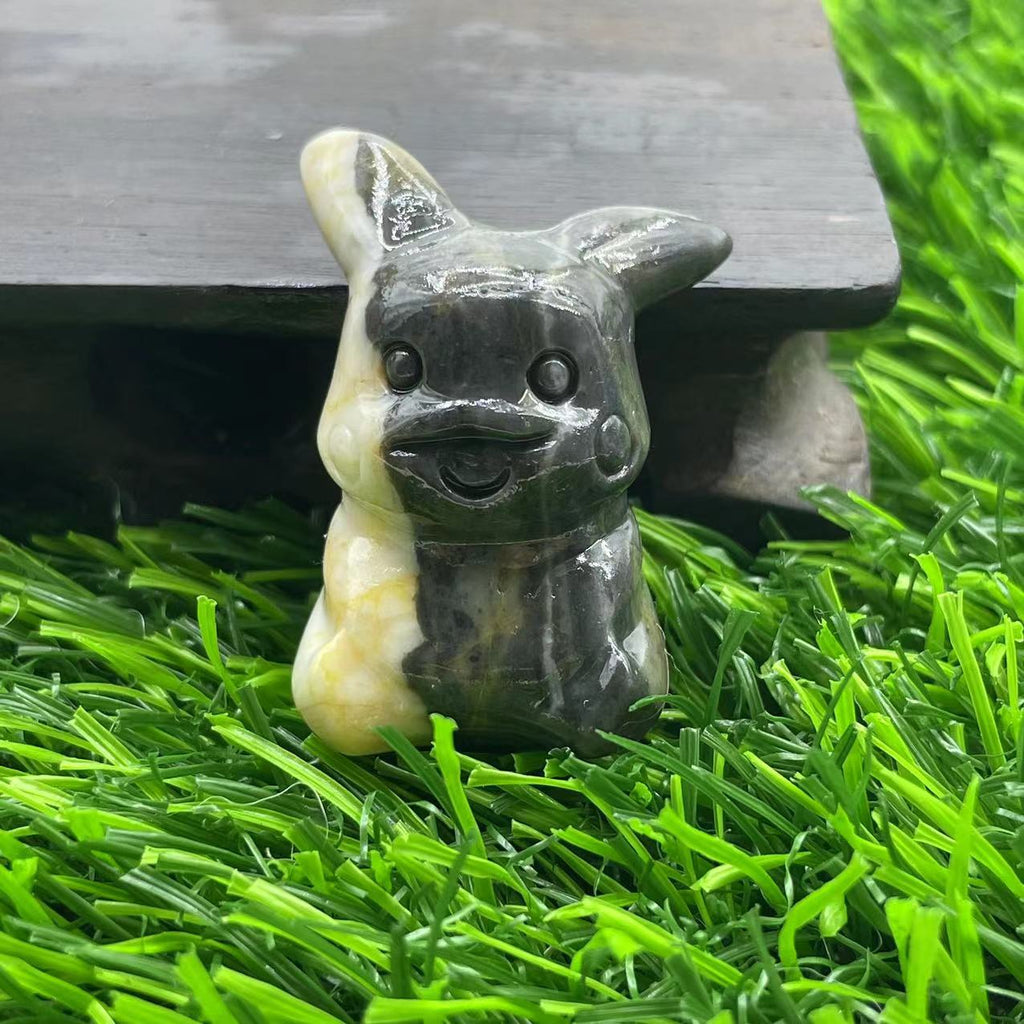 Multi Materials of Pokémen Pikachu Carvings 4cm GEMROCKY-Carvings-Zebra Jasper-