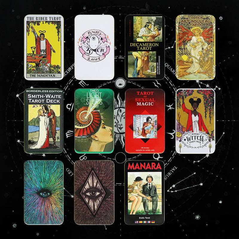 11 Styles of Metal Box Metaphysics Tarot Cards with Guidebooks GEMROCKY-Psychic-