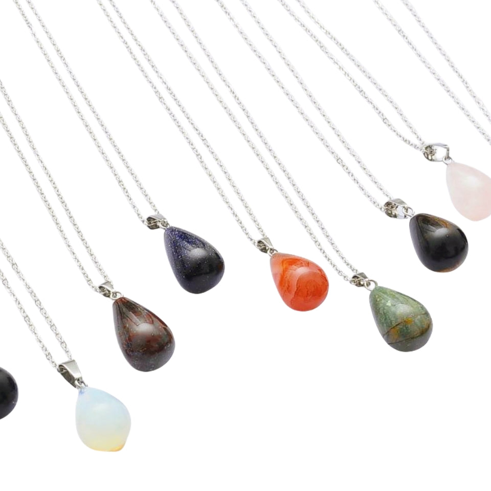 Crystal Egg Drop Pendant Necklaces GEMROCKY-Jewelry-