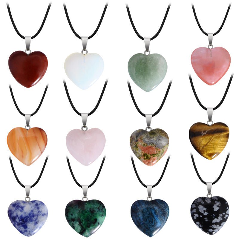 Crystal Heart Drop Pendant Necklace GEMROCKY-Jewelry-