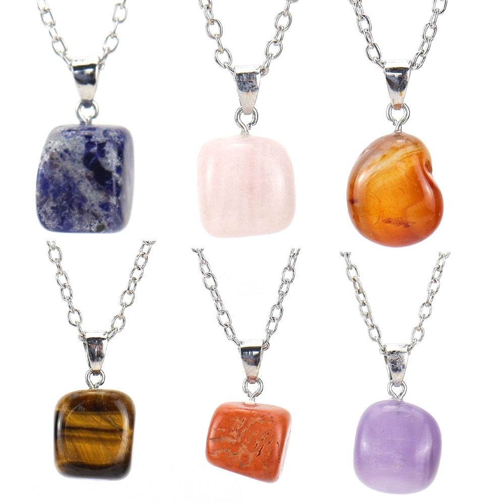 Crystal Tumbled Stones Pendant Necklaces GEMROCKY-Jewelry-