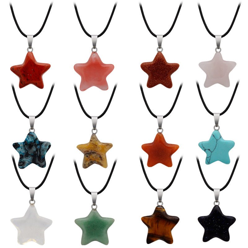 Pentagram Star Crystal Pendant Necklace GEMROCKY-Jewelry-